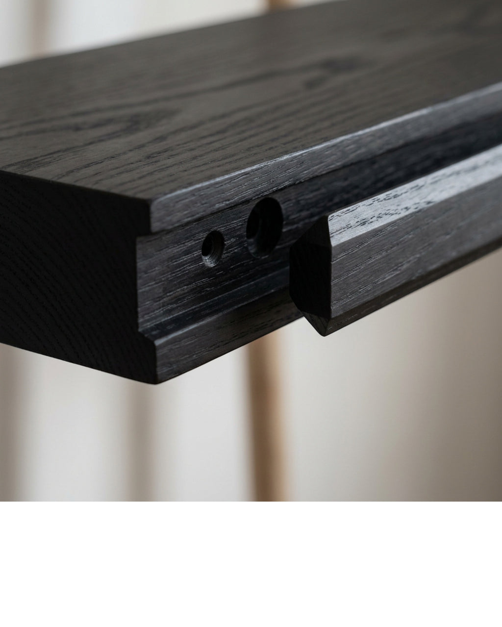 Zvun Black-Wax Ash Wall Shelves 45 × 15 cm Set of 2 - Detail view