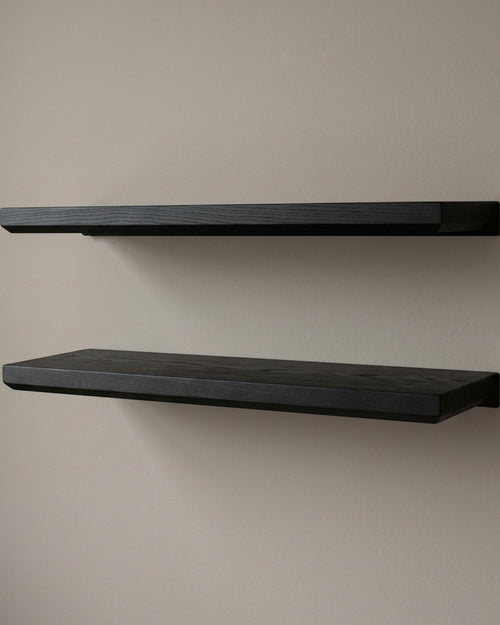 Zvun Black-Wax Ash Wall Shelves 45 × 15 cm Set of 2 - Lifestyle view