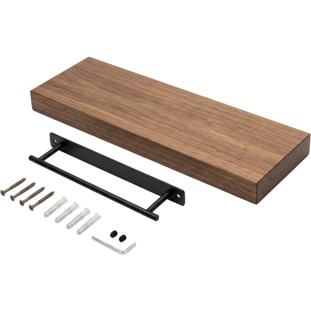 Zvun Solid Walnut Floating Shelf 60 × 20 cm Hidden Rod Bracket - Product view